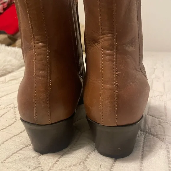 J.Crew Made in Italy Leather Ankle Boots 7.5 Brown Chelsea Low Heel - Picture 4 of 7